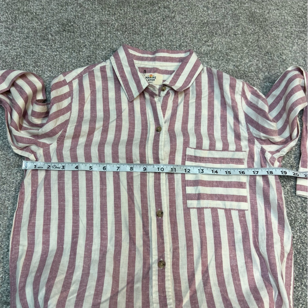 Marine Layer shirt womens small Rudy Button Down Pink White stripe hemp blend - Picture 3 of 7
